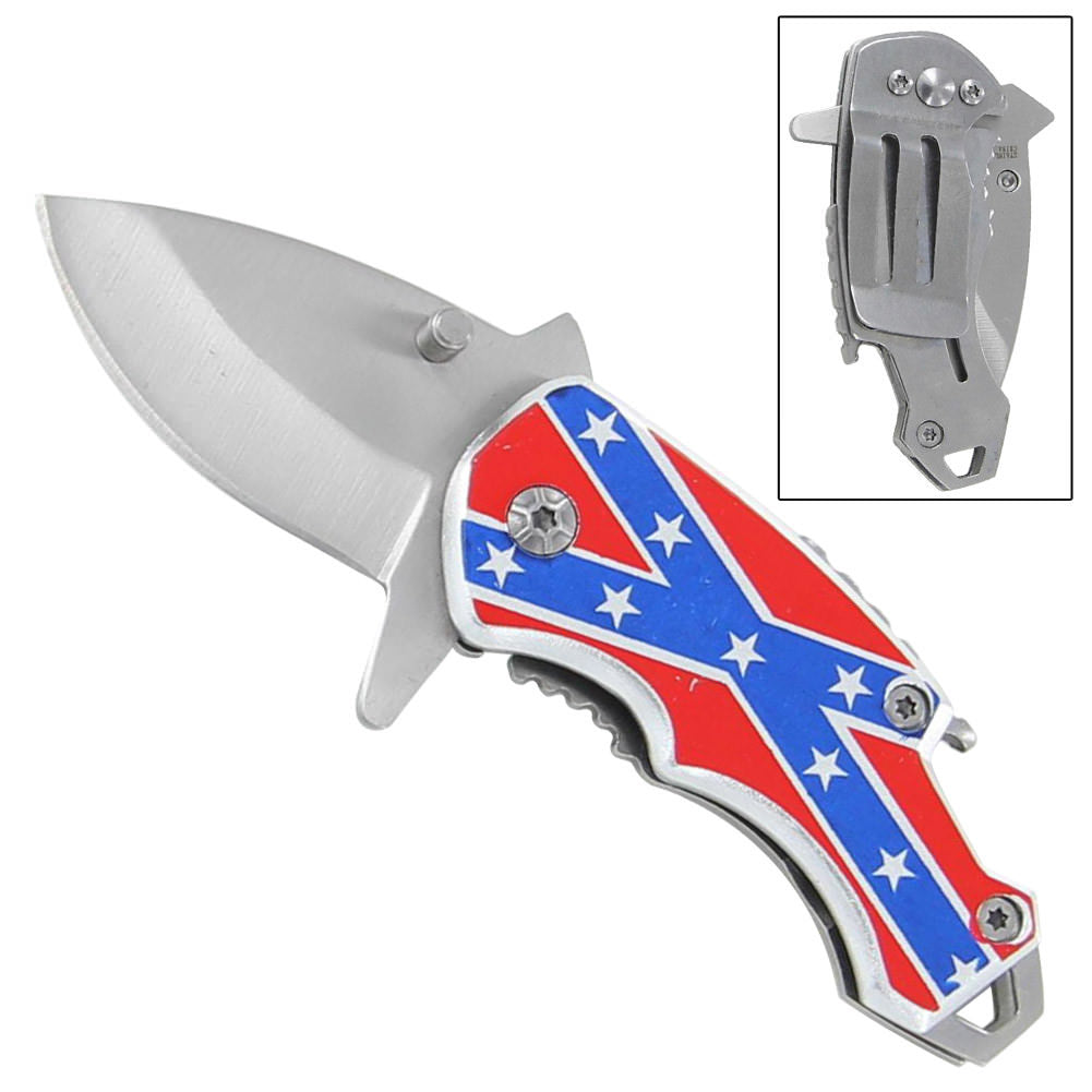 Confederate Spring Assist Bottle Opener Pocket Knife With Money Clip Collectible Weapons - Tophatter Daily Deals
